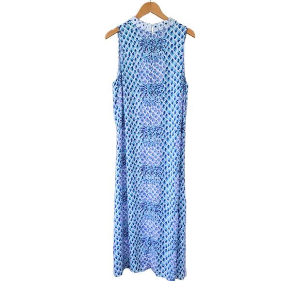 LILLY PULITZER Jane Maxi Dress Size 16+ *ALTERED Up & Shortened* Blue Pineapple - Picture 13 of 15